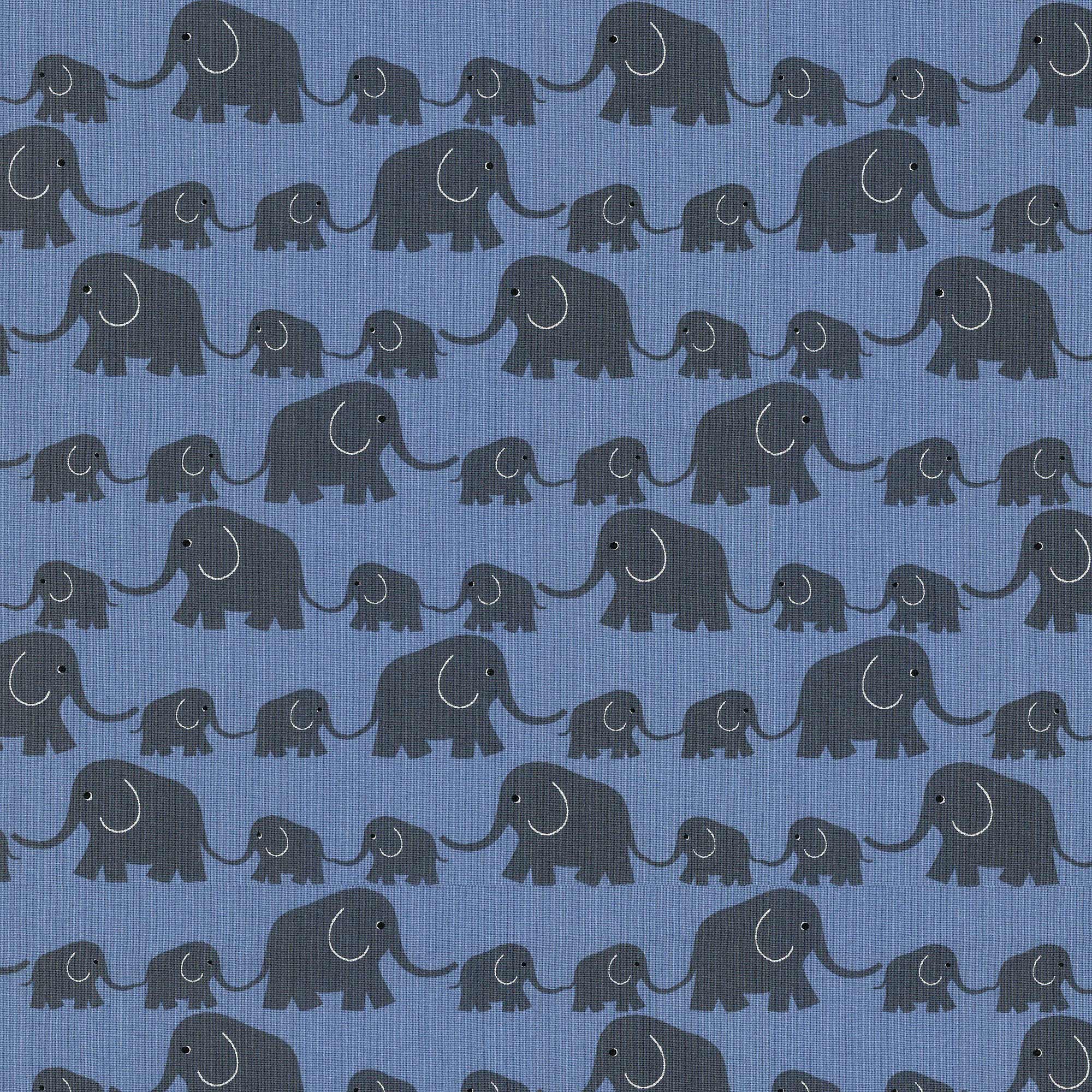 BW Druckstoff Westfalenstoff Junge Linie Elefanten blau auf blau