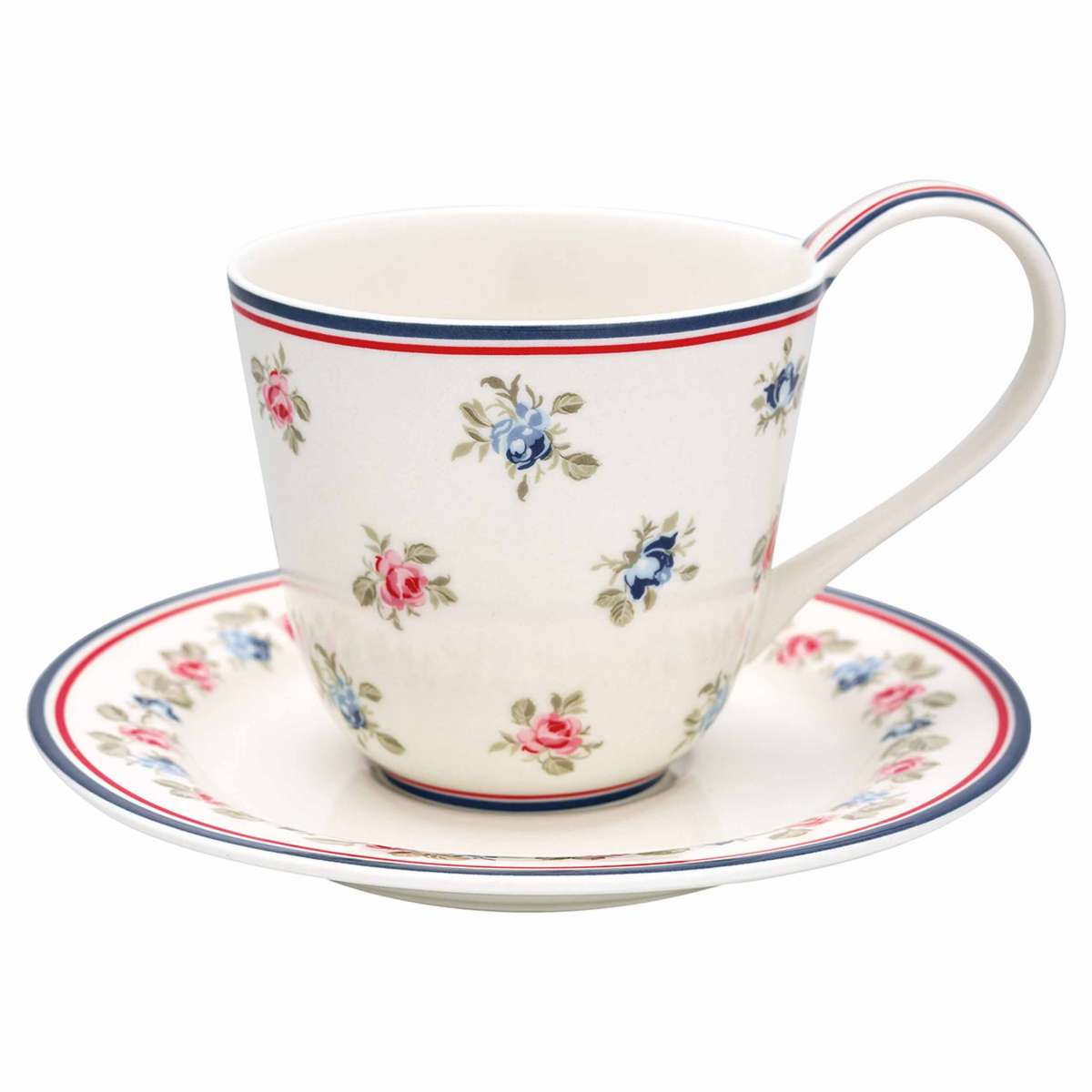 Greengate Stoneware cup and saucer Hailey white